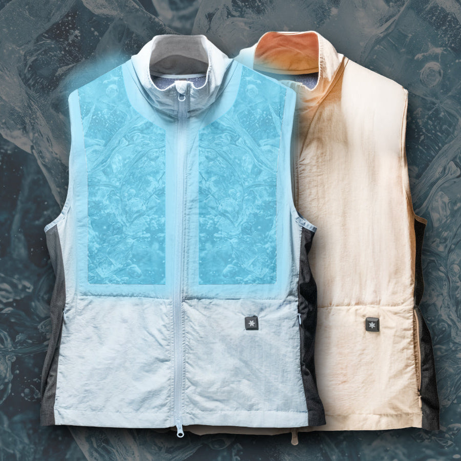 It's not a fan-based system. It's a vest that cools you by circulating ice water.